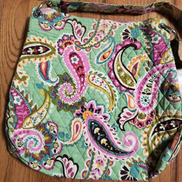3/$10⭐ Vera Bradley shoulder tote bag, 14"x13.5", green paisley - Picture 5 of 15
